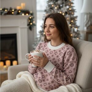 Cozy Pink Patterned Sweater Vinizbena